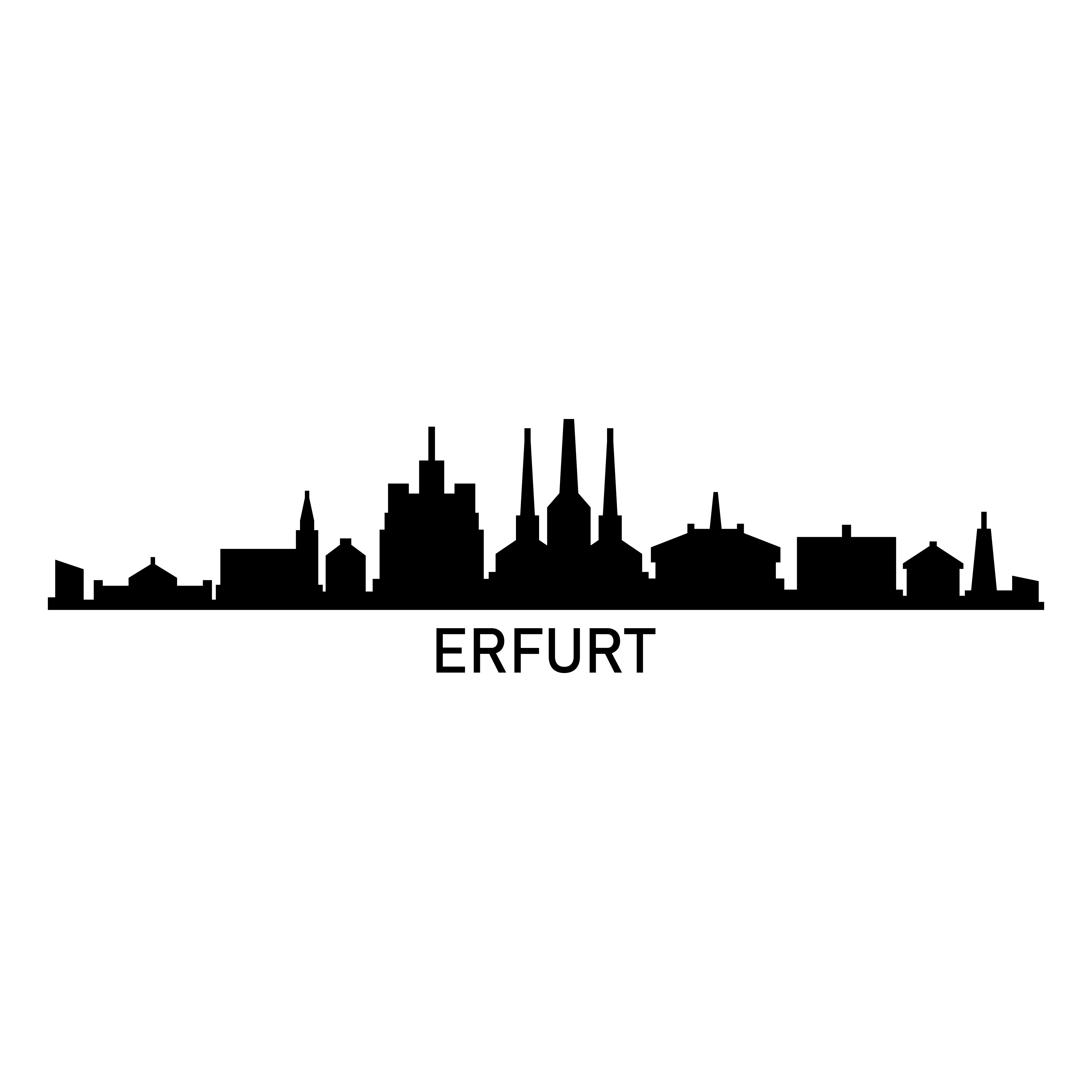 Die Skyline von Erfurt mit charakteristischen Bauwerken wie Dom, Severikirche und Krämerbrücke