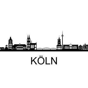 Skyline von Köln – stilisierte Darstellung mit markanten Bauwerken